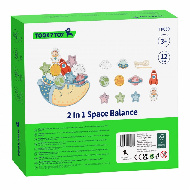 TOOKY TOY Houten Stapel- en Rijgspel met thema ruimte