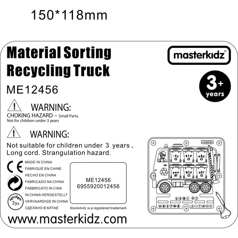 MASTERKIDZ Tablica Magnetyczna Segregowanie Odpadów Ciężarówka do Recyklingu Montessori