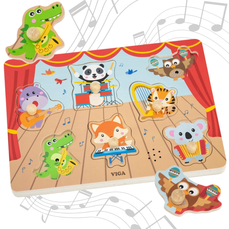 VIGA Geluiden puzzel voor kinderen, Muzikale Dieren