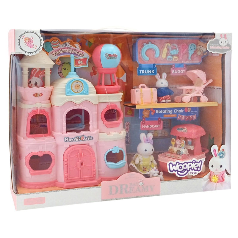 WOOPIE Speelgoed Kleurrijk Poppenhuis met 3 verdiepingen, figuurtjes en accessoires