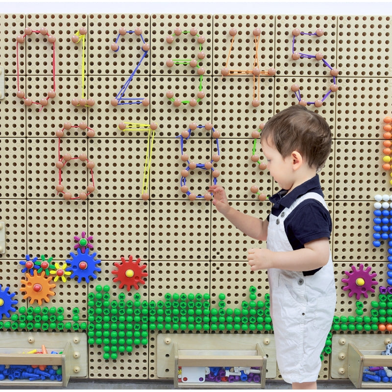 MASTERKIDZ Houten bouwstenen Bord Vrijstaand XXL in de Vorm van een Huis + Accessoires