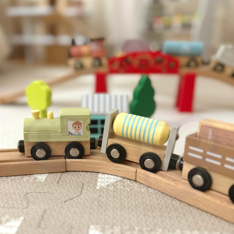 TOOKY TOY Houten Magneet Trein met Wagons