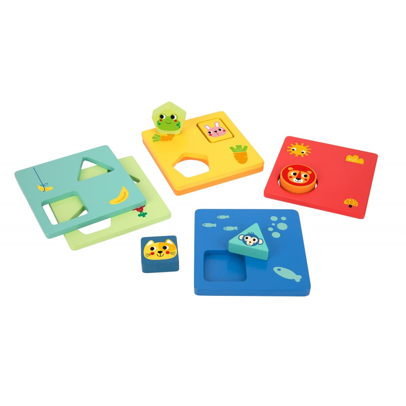 TOOKY TOY Dieren Vormen en Kleuren Puzzel - 6 Planken
