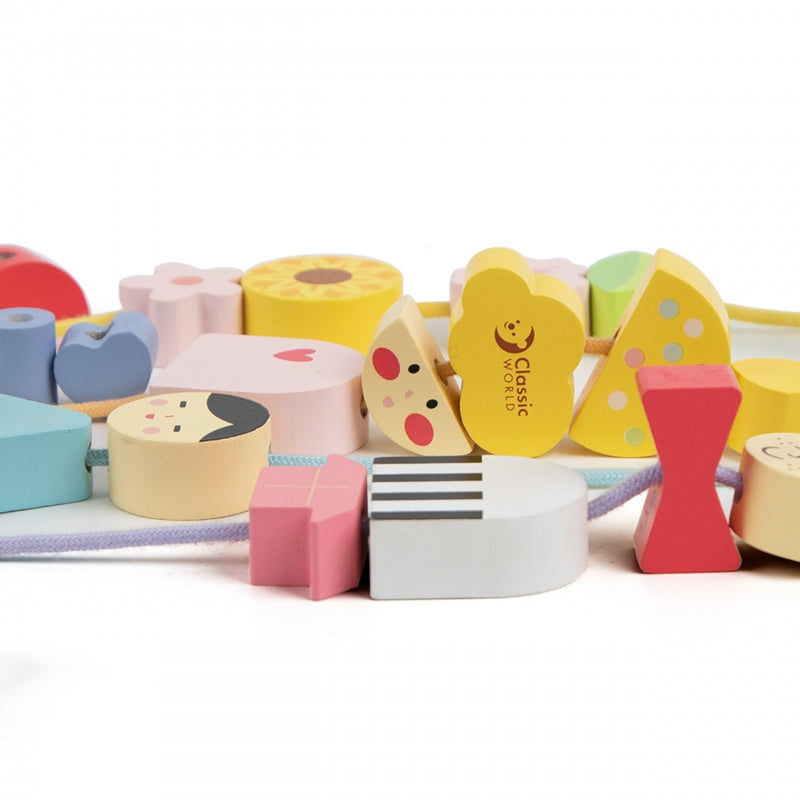 CLASSIC WORLD Houten Rijgblokken Kleren Kinderen - 73 stuks
