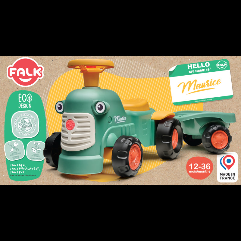 FALK Traktorek Baby Maurice Zielony Vintage z Przyczepką od 1 roku