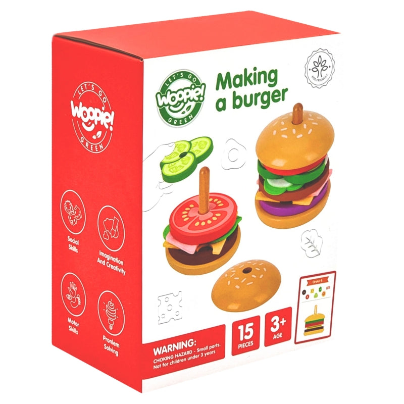 WOOPIE Houten Burger Restaurant Puzzel voor Kinderen 15 stuks