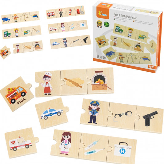 VIGA Houten Beroepen met gereedschap Puzzelset