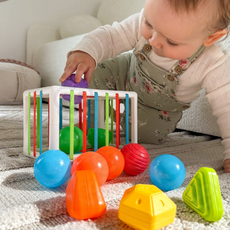 WOOPIE BABY Flexibele Sensorische Kubus – Vormenstoof voor Kinderen met Kleurrijke Vormen, 13-delig