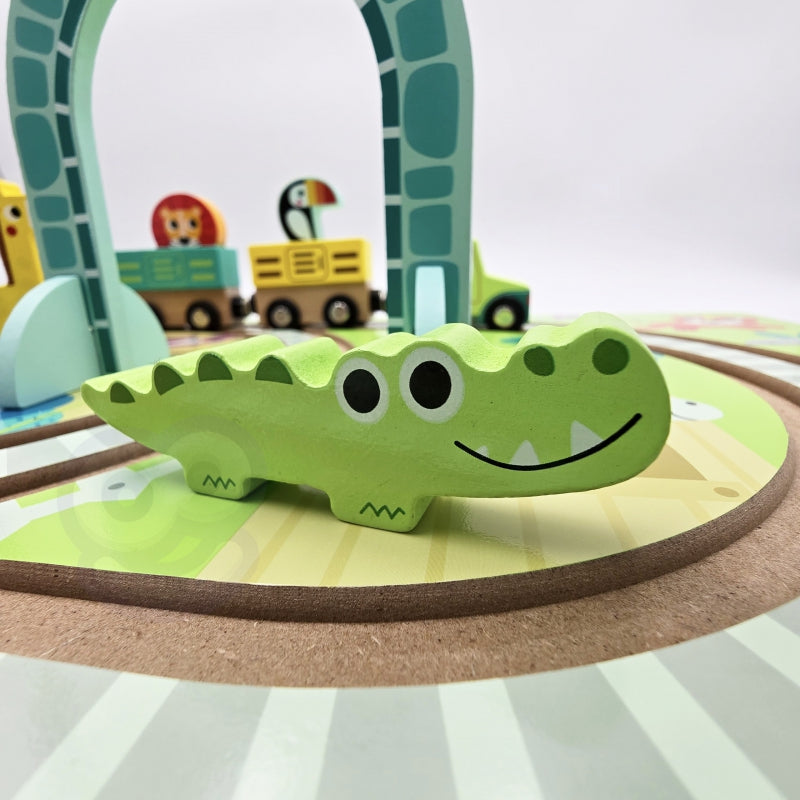 TOOKY TOYS houten trein dierentuin met magneten in koffertreinspoor