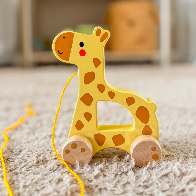 TOOKY TOY Houten Trekgiraf
