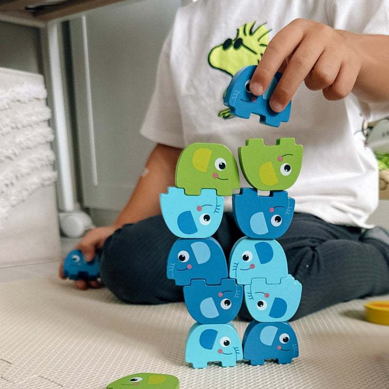 WOOPIE GREEN Olifant op Olifant Jenga puzzel - Behendigheidsspel - Jenga - FSC Gecertificeerd