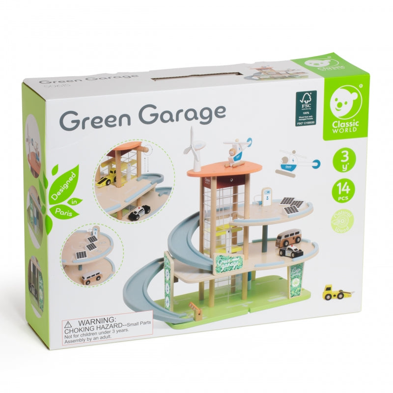CLASSIC WORLD Houten speelgoed XL Garage met 3 Verdiepingen en Lift