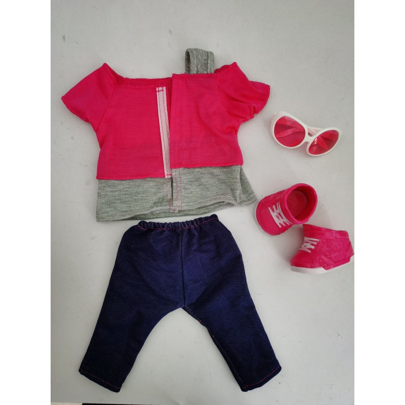 WOOPIE Fashion BabyPop met Kleding, LOVE Bril & Schoenen 43-46 cm