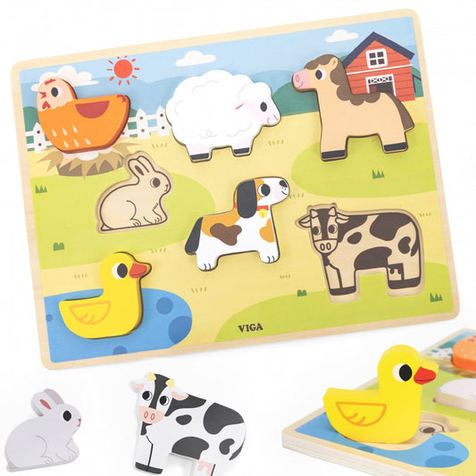 VIGA Houten Boerderijfiguren Puzzel