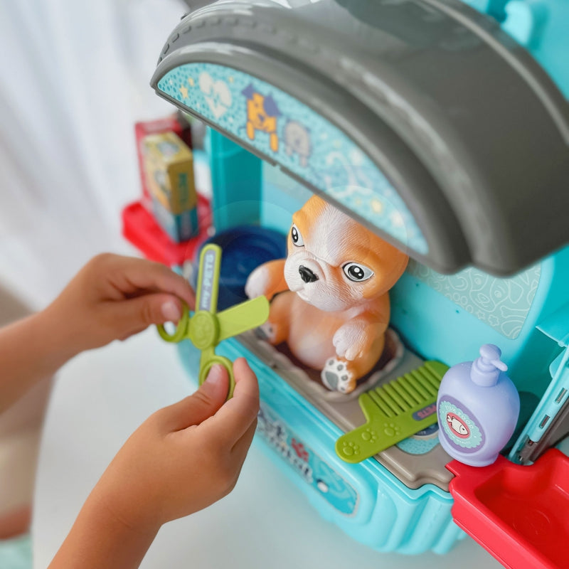 WOOPIE Speelgoed Kleine Dierenarts set met Huisje in een Rugzak en Hondje