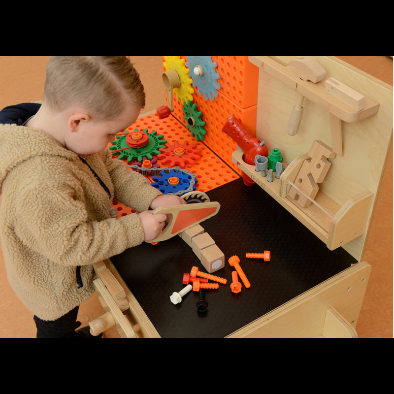 MASTERKIDZ Drewniany Warsztat XXL Montessori STEM z Narzędziami + Akcesoria