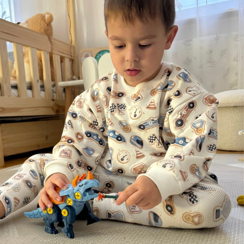 WOOPIE Dino Constructieset – 3 Dinosaurussen om te Monteren met Boormachine en Schroevendraaier in Doos