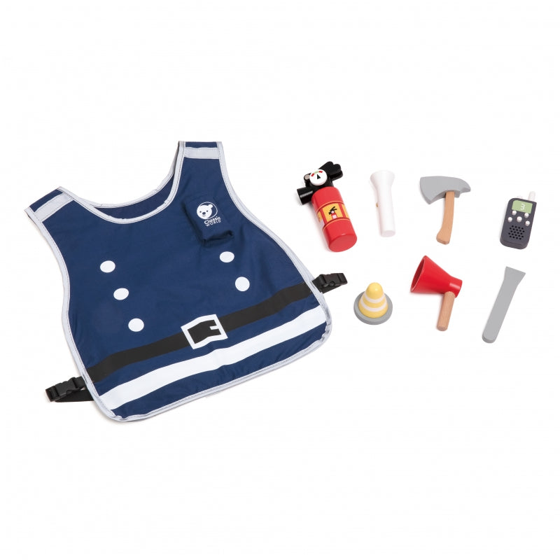 CLASSIC WORLD Kleine brandweerset met kostuum en gereedschap - 8 stuks