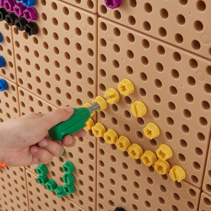 MASTERKIDZ Kleurrijke schroeven voor STEM Creatief Bord - 512 stuks - 5 vormen & Mix Kleuren