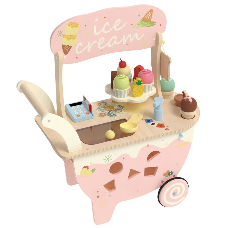 CLASSIC WORLD houten Ice Cream winkel 3-in-1 winkelkar - 40 stuks