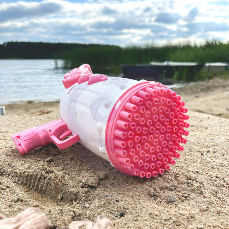 WOOPIE Bubble Gun, Bellenblaasmachine pistool met 91 Openingen, Roze