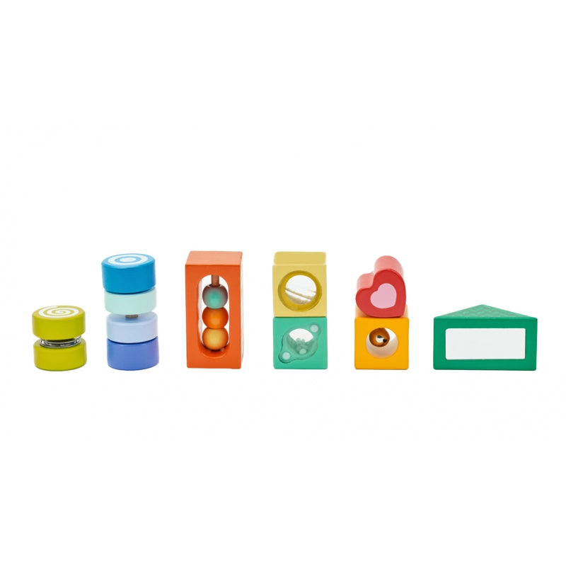 CLASSIC WORLD Houten Sensorische Blokken 7 Functies, 14 stuks - Multifunctionele Puzzel