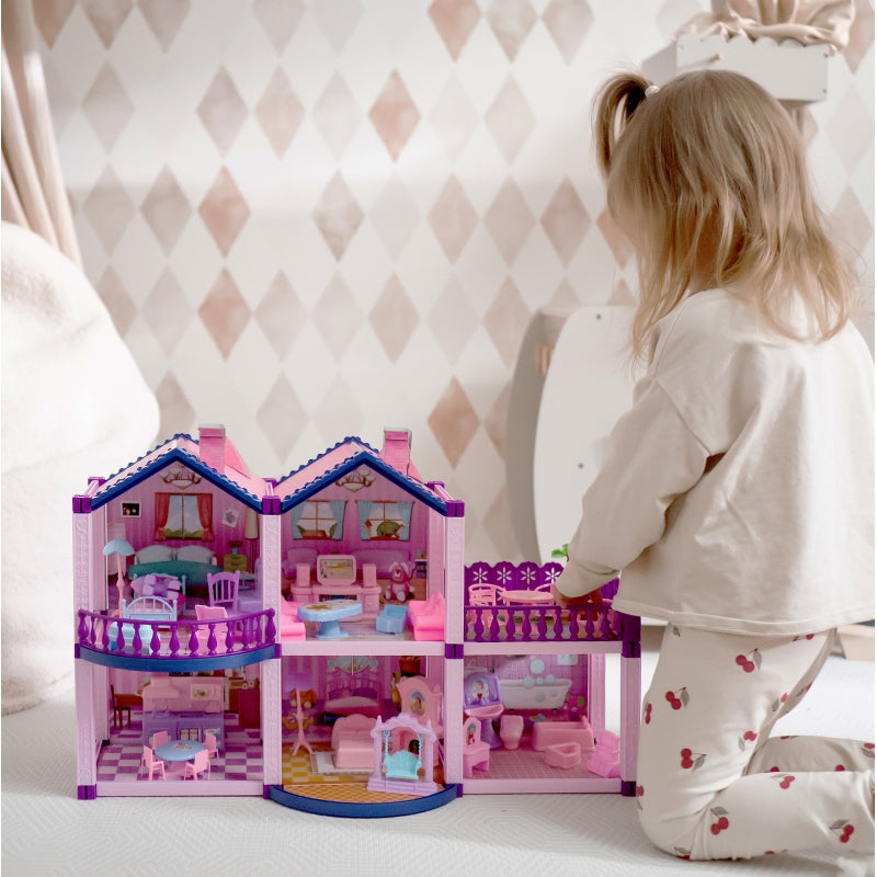 WOOPIE XL Speelgoed Poppenhuis - Roze en Paars - 120 stuks - Poppenhuizen