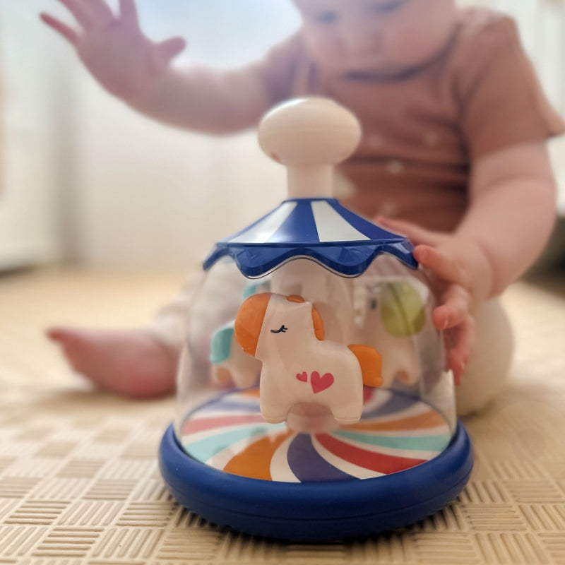 WOOPIE Kleurrijke Paardjes Blauwe speelgoed Tol-Carrousel voor Baby's