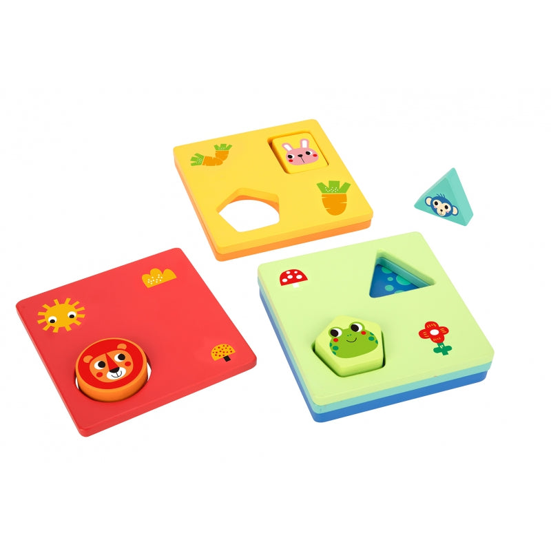 TOOKY TOY Dieren Vormen en Kleuren Puzzel - 6 Planken