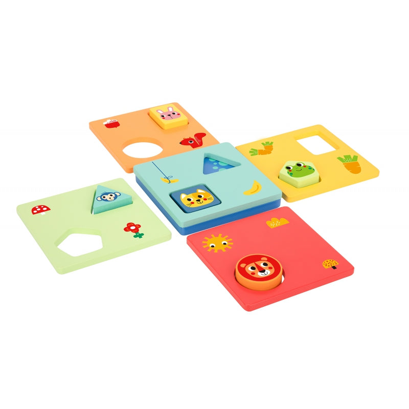 TOOKY TOY Dieren Vormen en Kleuren Puzzel - 6 Planken