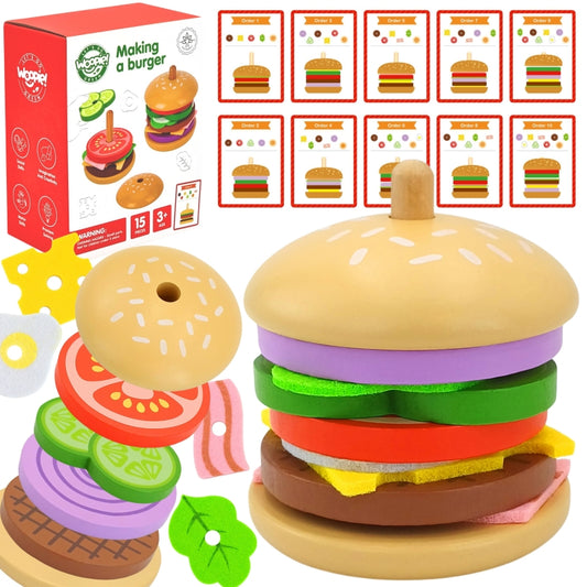WOOPIE Houten Burger Restaurant Puzzel voor Kinderen 15 stuks
