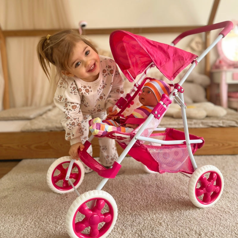 WOOPIE Poppenwagen met Bloemenprint