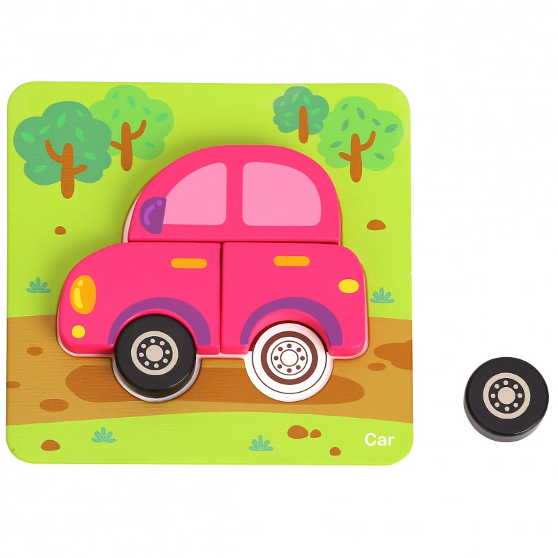 WOOPIE GREEN Houten Puzzel Voertuigen - Auto, Bus, Boot en meer -  Montessori speelgoed