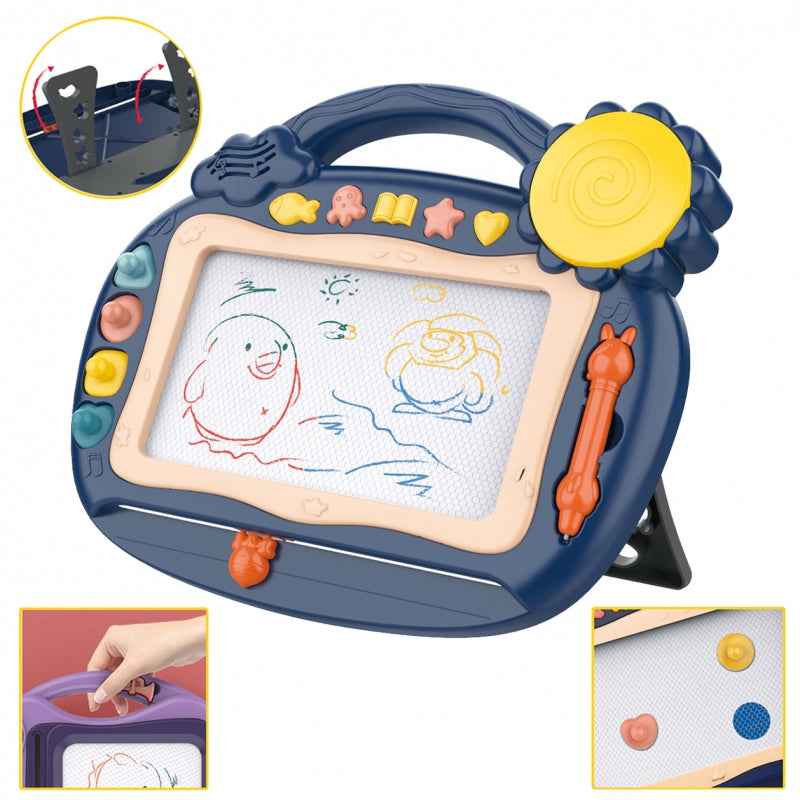 WOOPIE Magische Tekenbord - Kleurrijk Speelgoed Tablet - met Stempels - Blauw