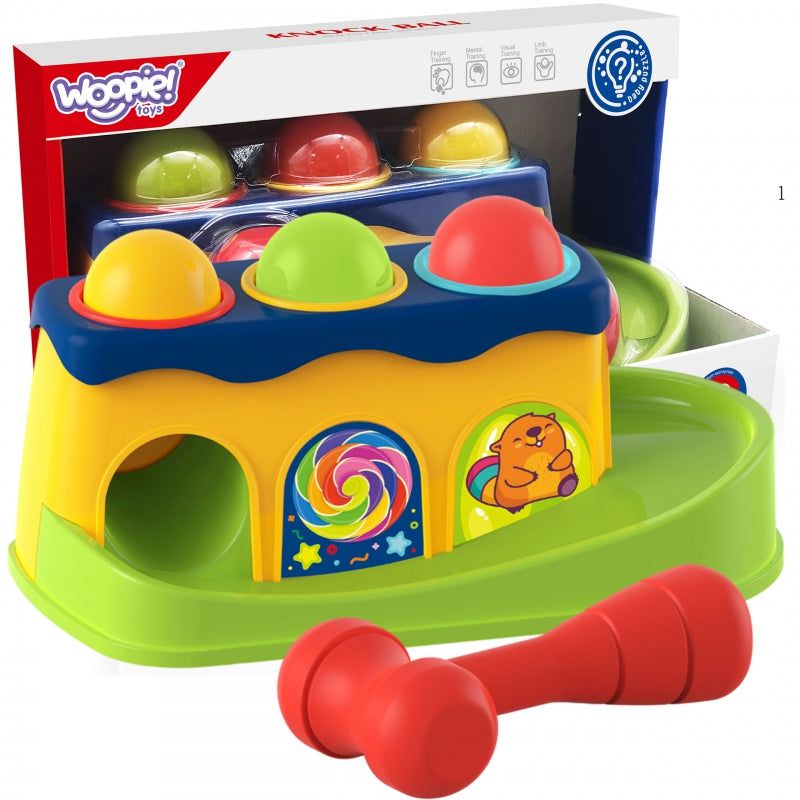 WOOPIE BABY Kleurrijke Doorsteek Hamerbank met Hamertje - Montessori Speelgoed