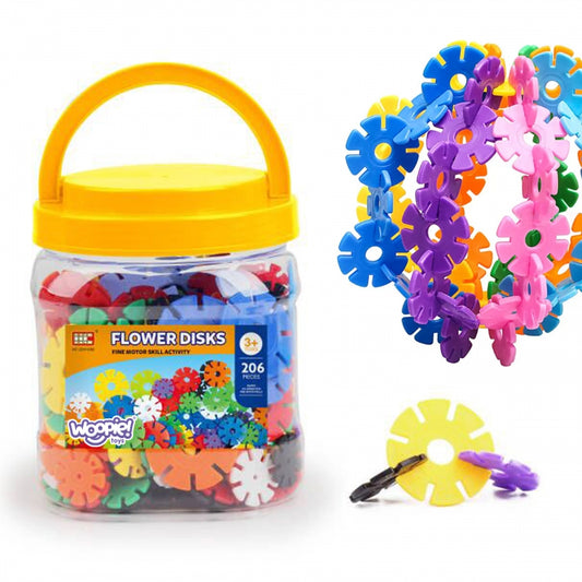 WOOPIE Bouwblokken bloemen in een emmer - 206 stuks