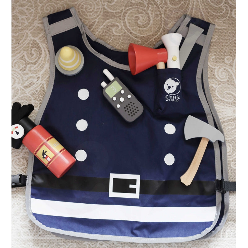 CLASSIC WORLD Kleine brandweerset met kostuum en gereedschap - 8 stuks
