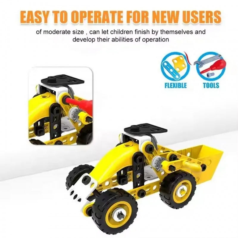 WOOPIE Speelgoed Bouwset van Voertuigen - STEAM Blokken - 100 onderdelen, 8 modellen