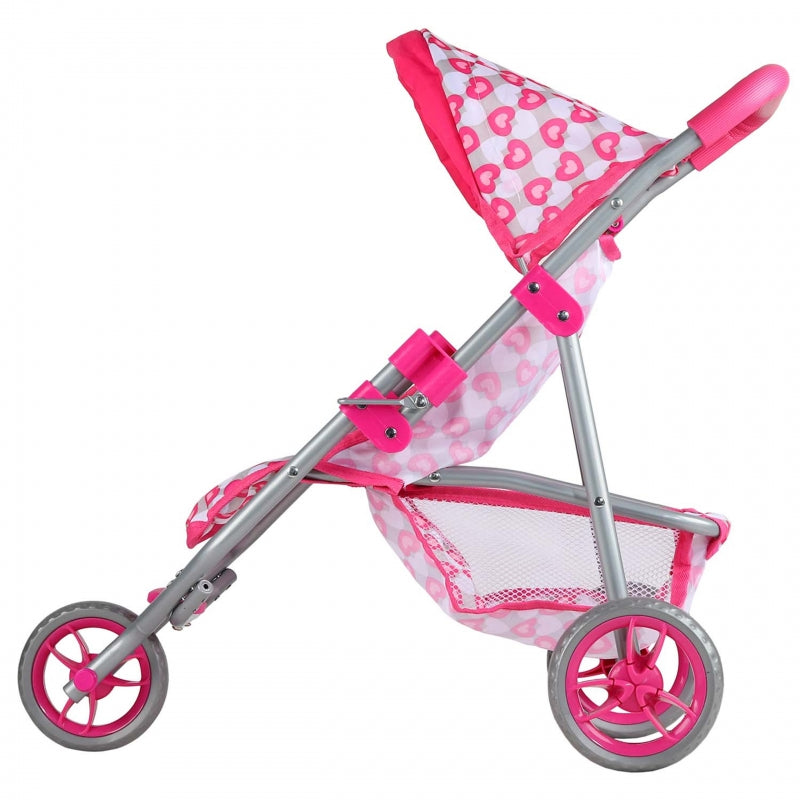 WOOPIE 3-wielige poppenwagen met hartjes - Roze