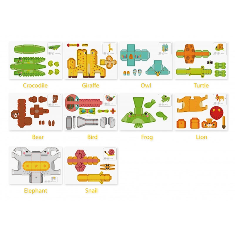 WOOPIE ART&FUN Origami set - Knutsel 3D dieren - 10 Dieren