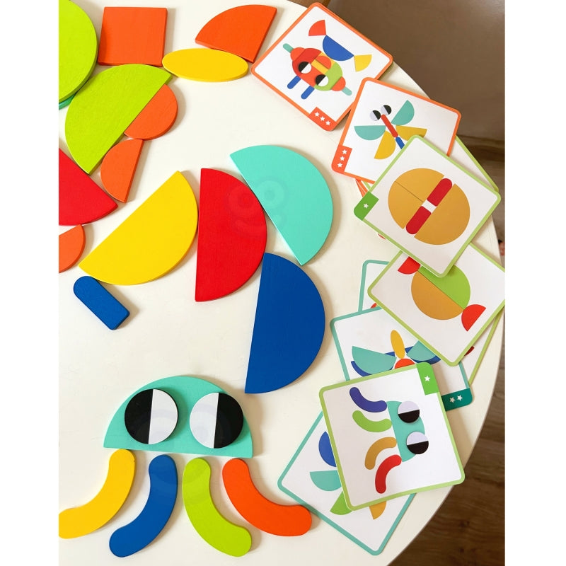 WOOPIE GREEN Houten Montessori Puzzel - 40 Patronen - 55 stuks - FSC-certificaat