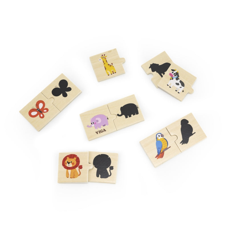 VIGA Houten Dieren Memorie Schaduwpuzzel