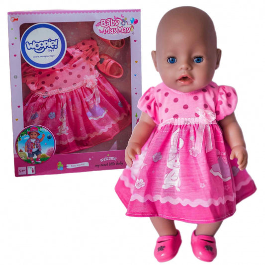 WOOPIE Poppenkleertjes Roze Jurkje Konijn 43-46 cm