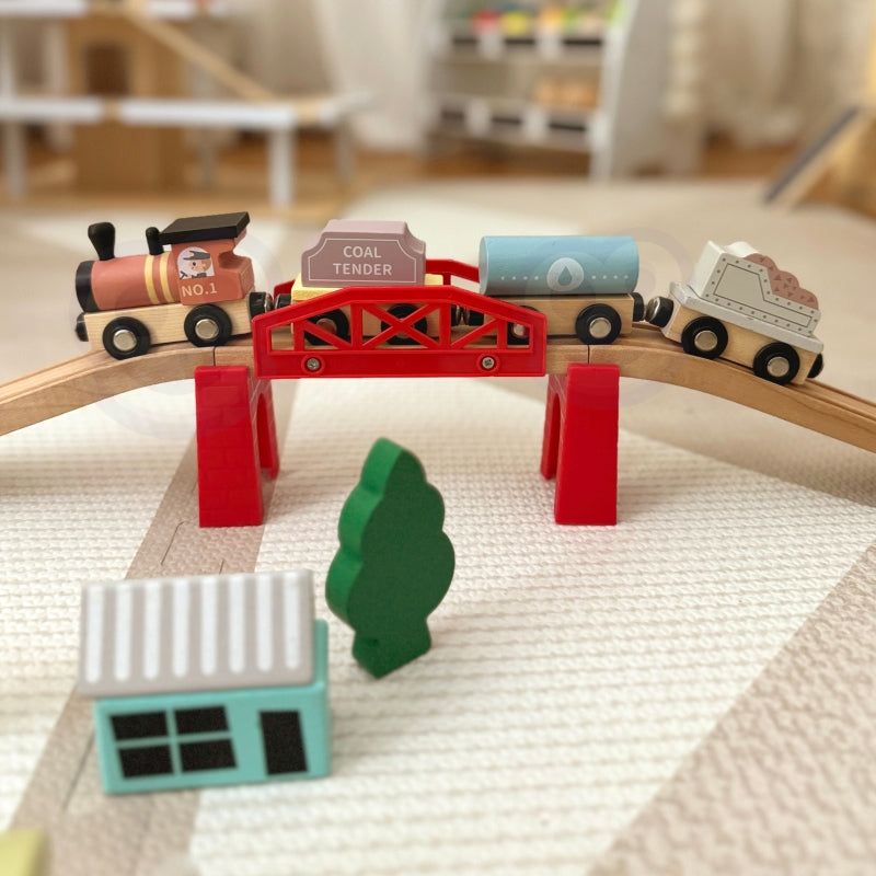 TOOKY TOY Houten Magneet Trein met Wagons