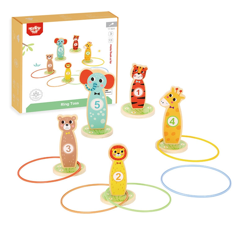 TOOKY TOY Houten Dieren Werpspel - 15 stuks