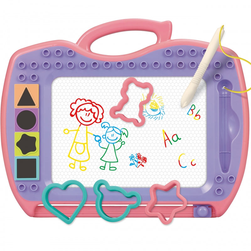 WOOPIE Magisch Magnetisch Tekenbord Kleurrijk + Stempels + Patronen, Roze