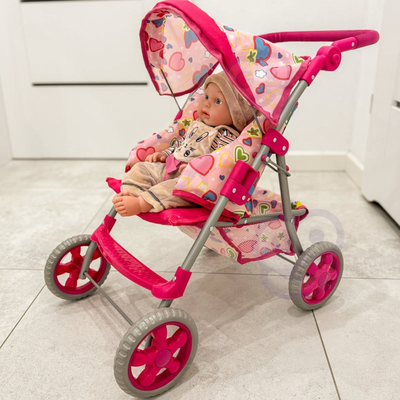 WOOPIE Kinderwagen Poppenwagen Hartjes Gekleurd