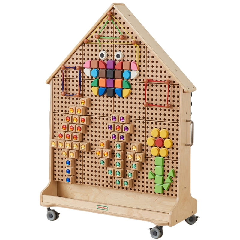 MASTERKIDZ Houten bouwstenen Bord Vrijstaand XXL in de Vorm van een Huis + Accessoires