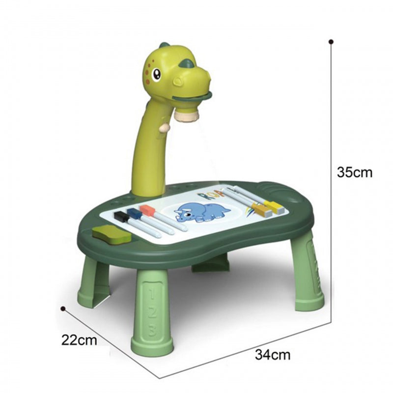 WOOPIE Tekentafel met Projector 24 Patronen - Dinosaurus + 2 Spelletjes - Groen