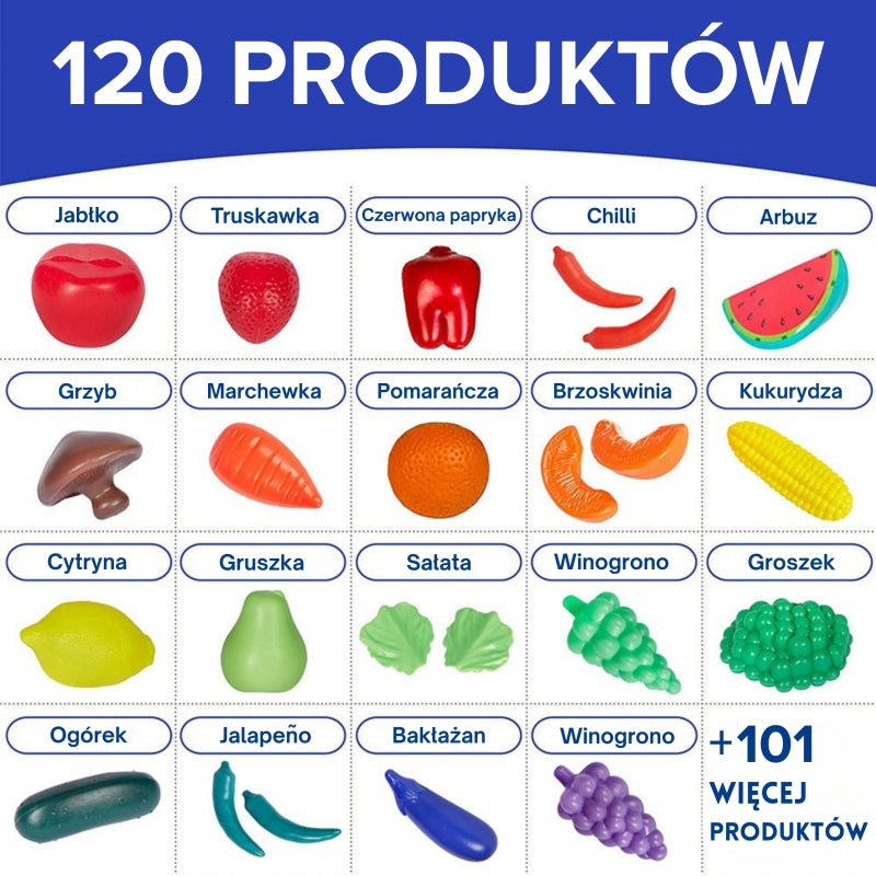 WOOPIE 120-delige Keuken- en Winkelspeelset met Groenten en Fruit